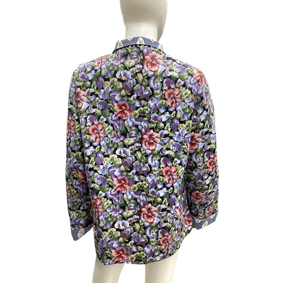 NWOT Artisan Jacket Women’s Size XL Reversible Flower Pattern Leaves Pattern - Picture 4 of 9